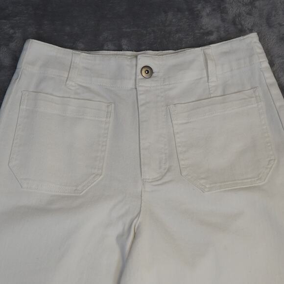 Habitat Women's Perfect Crop Jean White Sz‎ 6 Wide Leg Front Pocket Classic - Picture 2 of 9